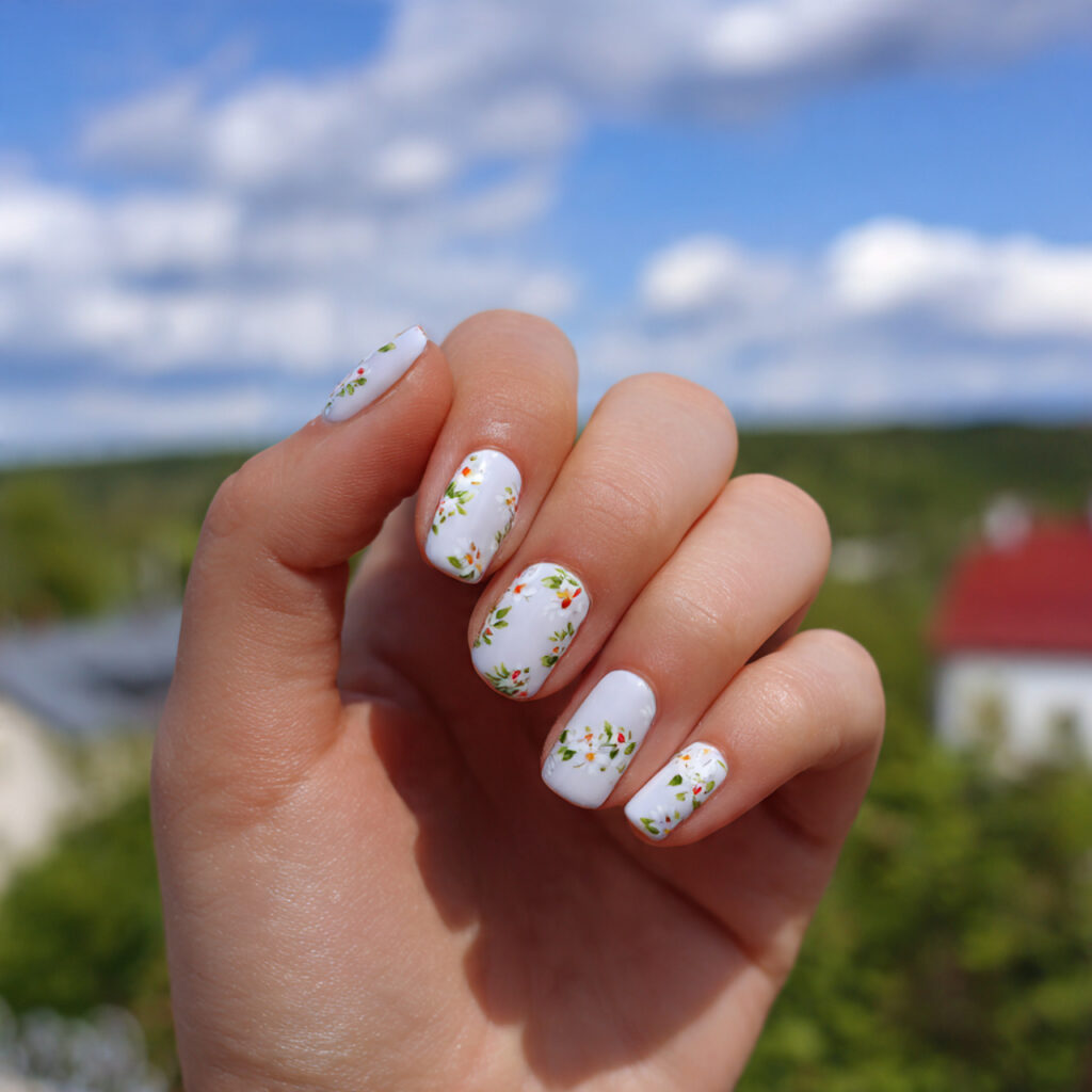 Nail Inspo Flower: The Dreamiest Floral Nail Ideas You’ll Want to Copy 10 attractive minimal white floral nails with outdoor