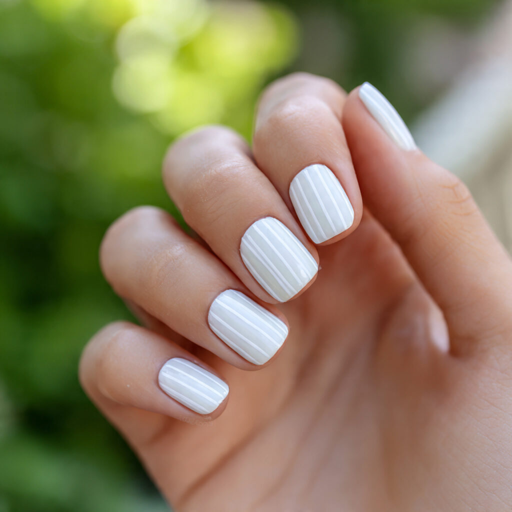 Short Nails White: Clean, Dreamy Looks You’ll Love Instantly 9 attractive minimal white line art short nails with