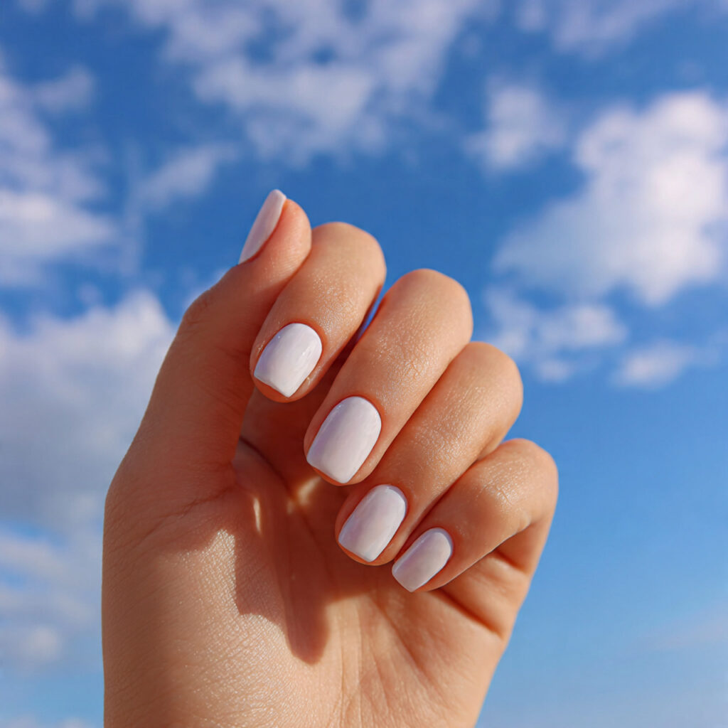 attractive minimalist nails with outdoor backgroun