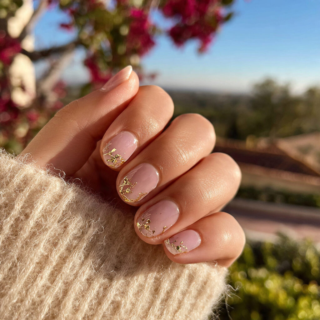 Really Short Nails: Cute, Clean & Effortlessly Aesthetic Ideas 10 attractive nails with tiny gold details with outdo