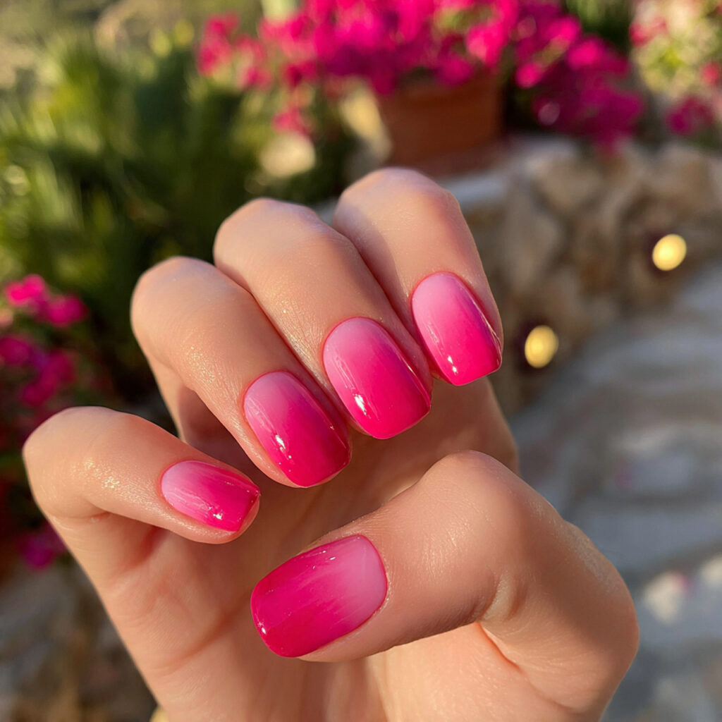 Pink Nude Nails: 12 Soft, Elegant & Effortlessly Addictive 6 attractive ombre pink short nails with outdoor bac 1