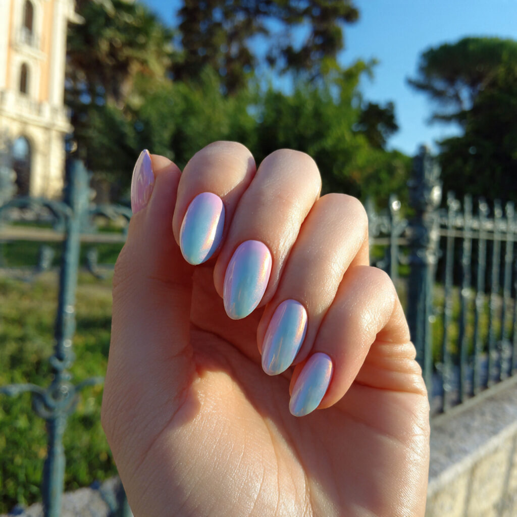 Short Nails Oval: 14 Soft & Aesthetic Designs You’ll Love 4 attractive pastel aura oval short nails with outdo