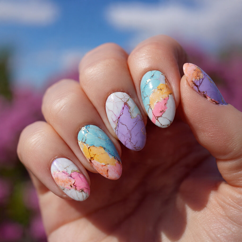 Nail Inspo Maximalist: Bold, Extra & Unapologetically Glam 3 attractive pastel clash nail art with outdoor back