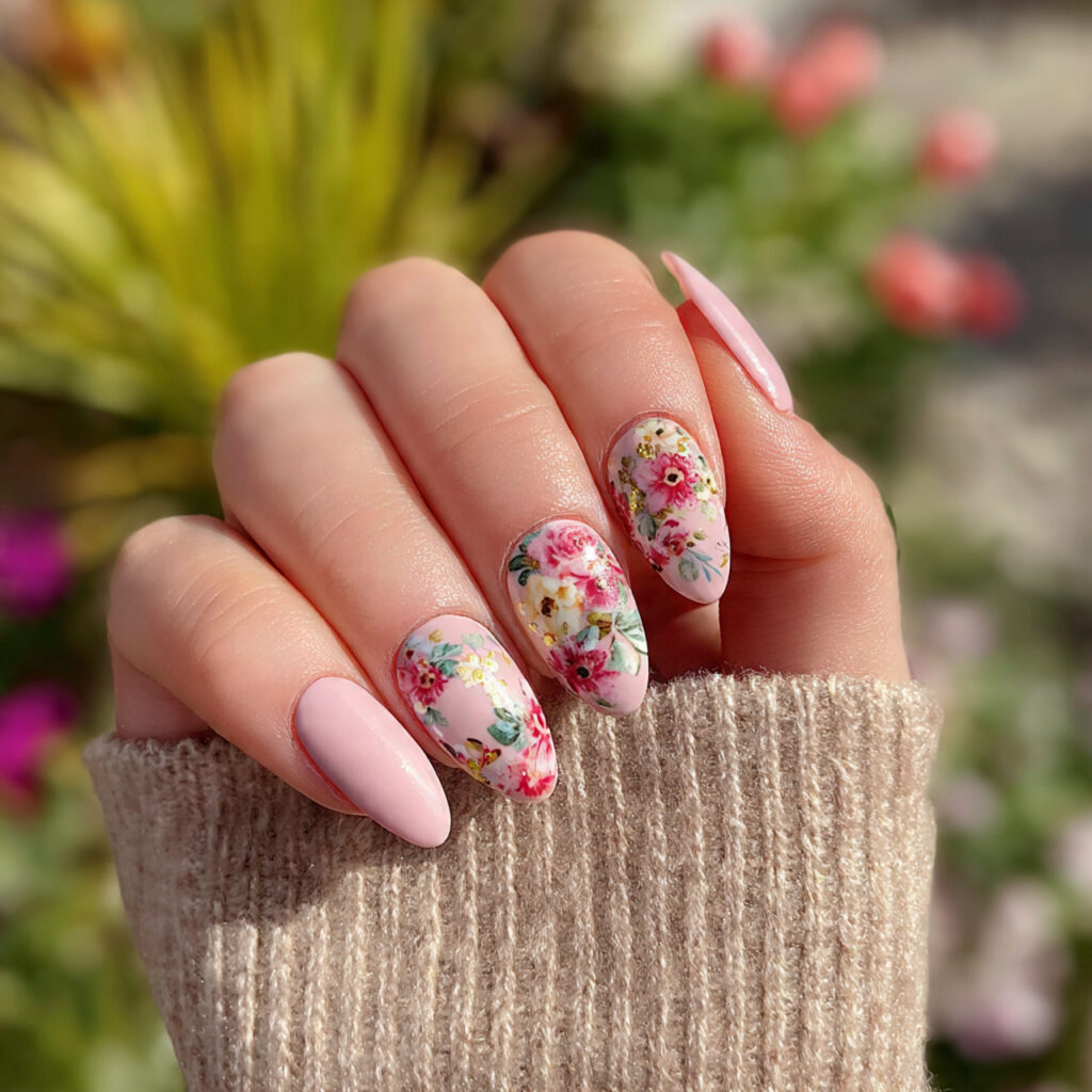 Pink Flower Nails: 14 Dreamy Designs You’ll Want to Save 10 attractive pastel pink floral mix nails with outdo