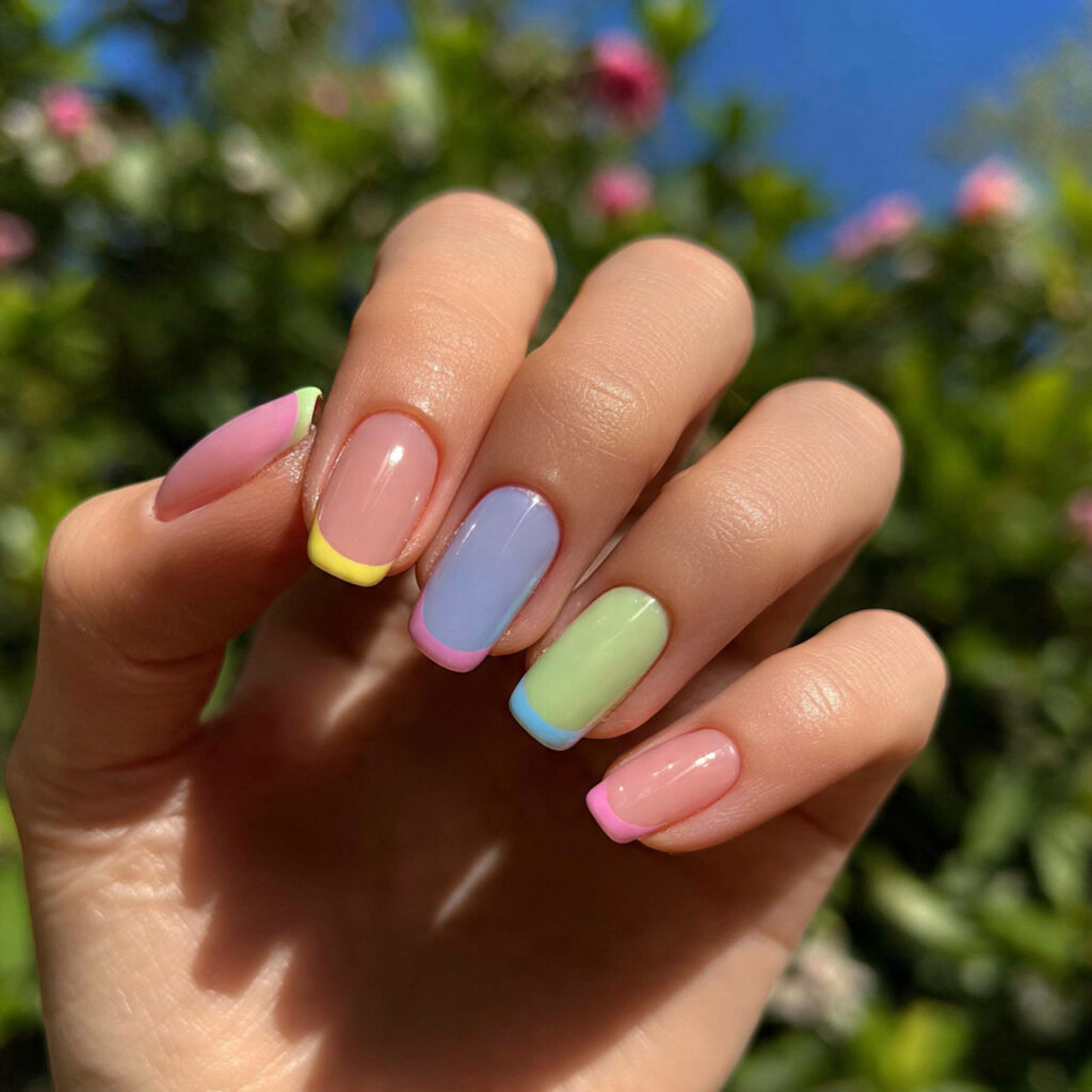 Short Nails French Tip: Clean, Cute & Timelessly Chic 5 attractive pastel rainbow french tips short nails