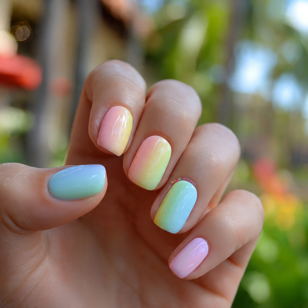 Nail Inspo for Kids: Cute, Colorful & Playful Designs to Try 1 attractive pastel rainbow short nails with outdoor 1