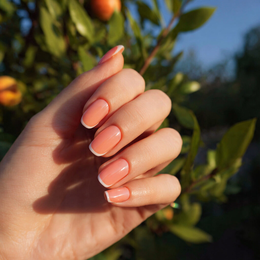 Short Nails French Tip: Clean, Cute & Timelessly Chic 10 attractive peach nails with french tip short with