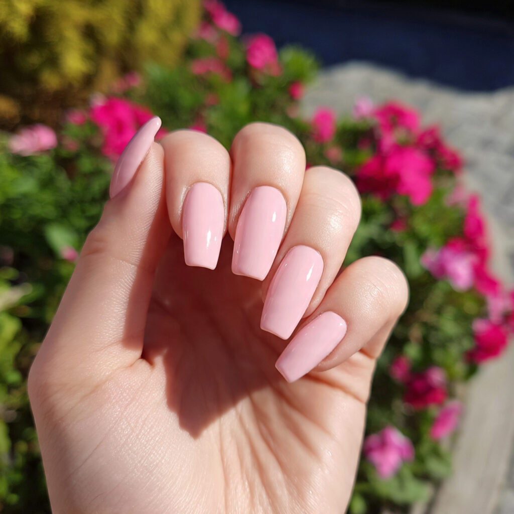 Pink Gel Nails: 12 Glossy, Dreamy & Totally Addictive 10 attractive peachy pink gel nails outdoor backgroun