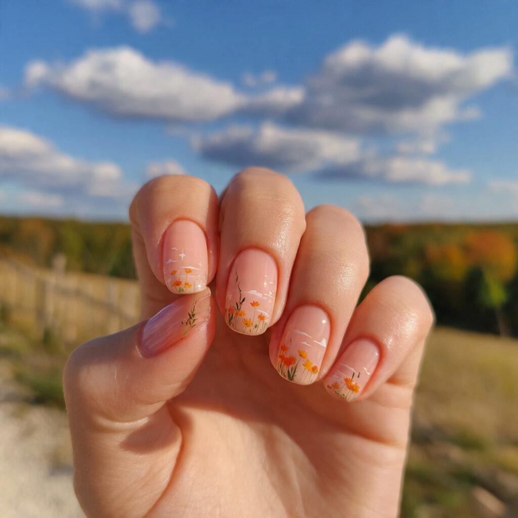 Nail Ideas for Short Nails: Cute, Aesthetic & Effortlessly Pretty Looks 4 attractive peachy short nails with outdoor backgro 3