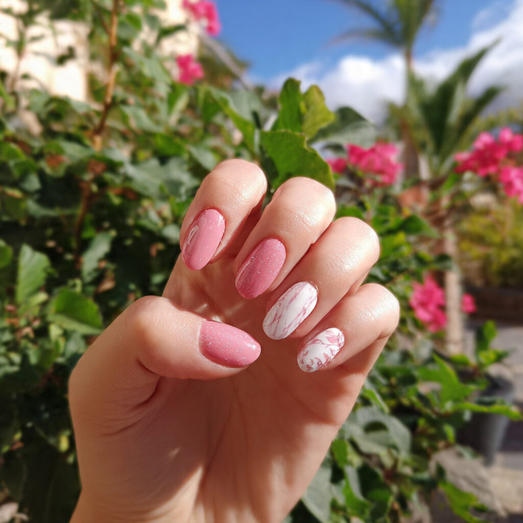 White and Pink Nails: 14 Soft, Dreamy Designs You’ll Want to Copy 3 attractive pink and white blend nails with outdoor
