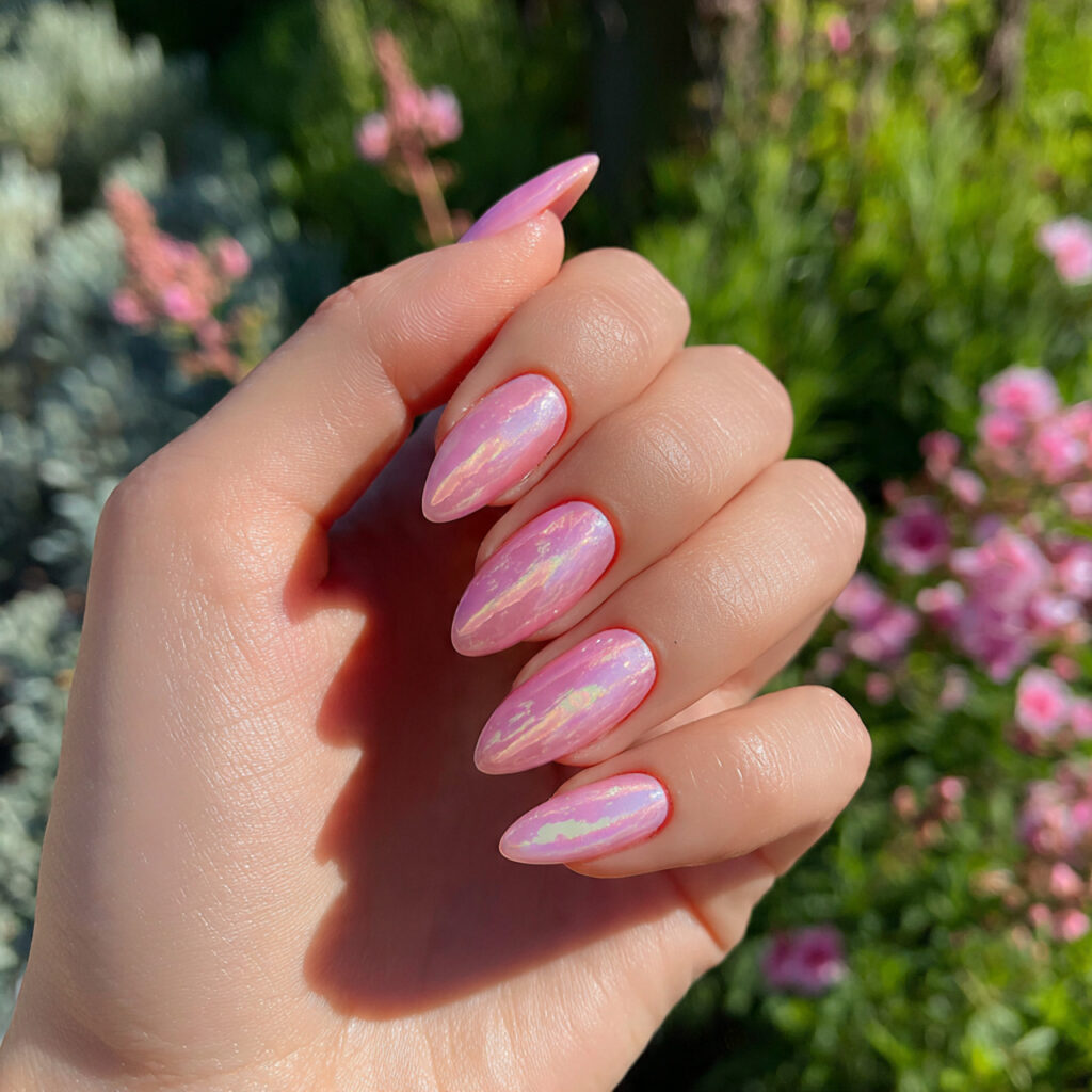 Nail Inspo Summer 2026: Fresh, Glowy & Totally Addictive Looks 6 attractive pink aura nails with outdoor background 1