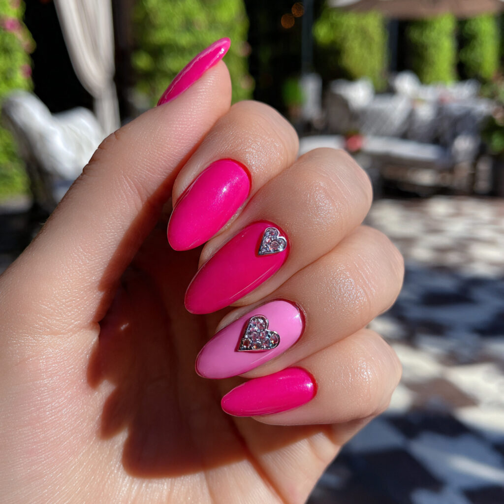 Nail Inspo Cat Eye: Magnetic Glow & Mesmerizing Shine 5 attractive pink cat eye with heart accent nails wi