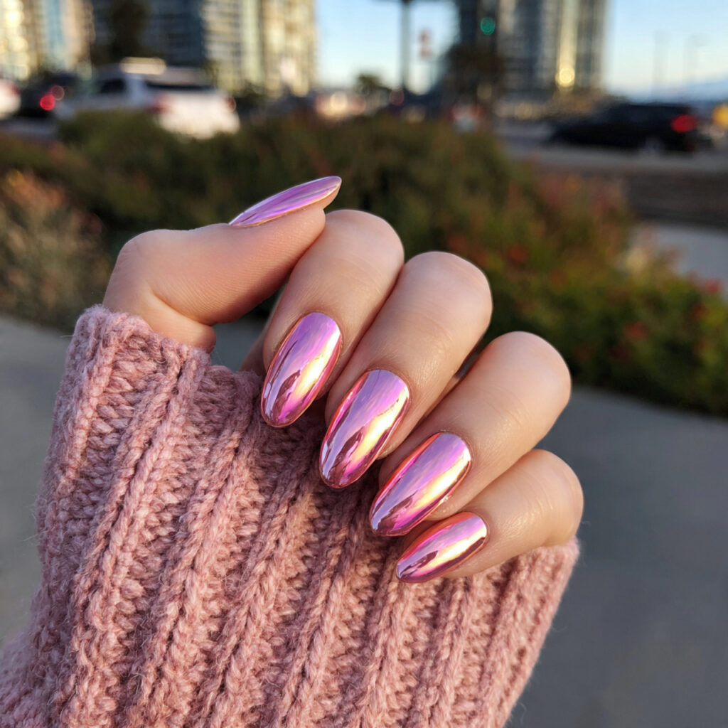 Nail Inspo Back to School: Cute, Fresh Looks You’ll Love All Semester 7 attractive pink chrome short nails with outdoor ba 1