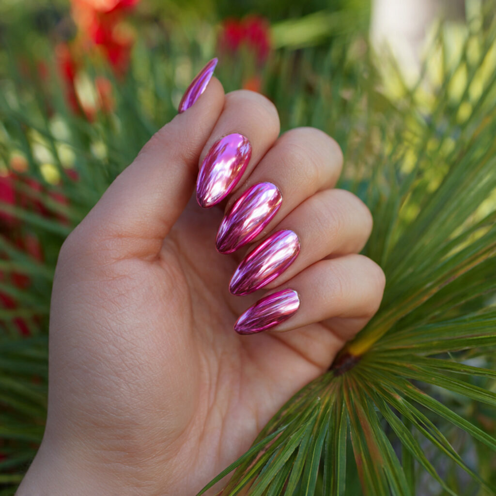 Trending Summer Pink Nails: Bright, Soft & Made to Glow 10 attractive pink chrome summer nails with outdoor b