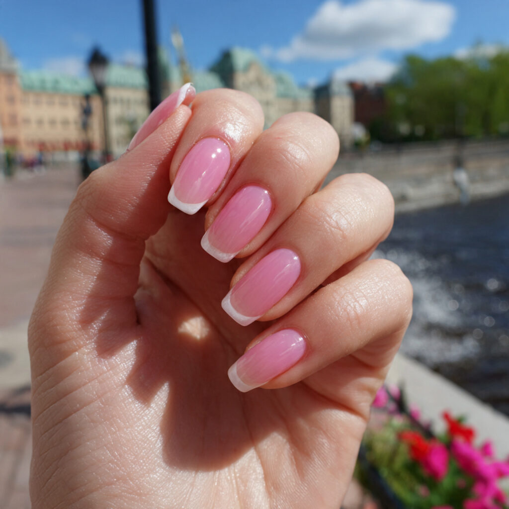 Pink Coffin Nails: 14 Dreamy & Trendy Designs You’ll Love 3 attractive pink french tip coffin nails with outdo 1