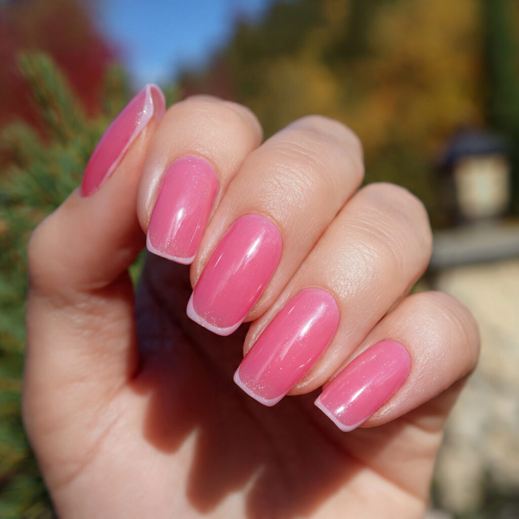 Pink Gel Nails: 12 Glossy, Dreamy & Totally Addictive 3 attractive pink french tip gel nails with outdoor