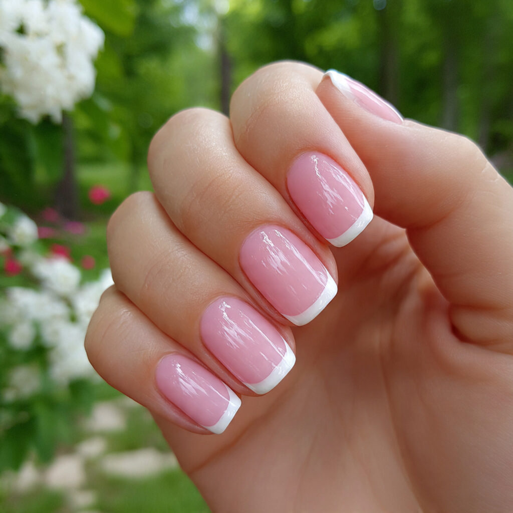 Pink Square Nails: 14 Clean Lines, Soft Energy & Endless Charm 5 attractive pink french tip square nails with outdo