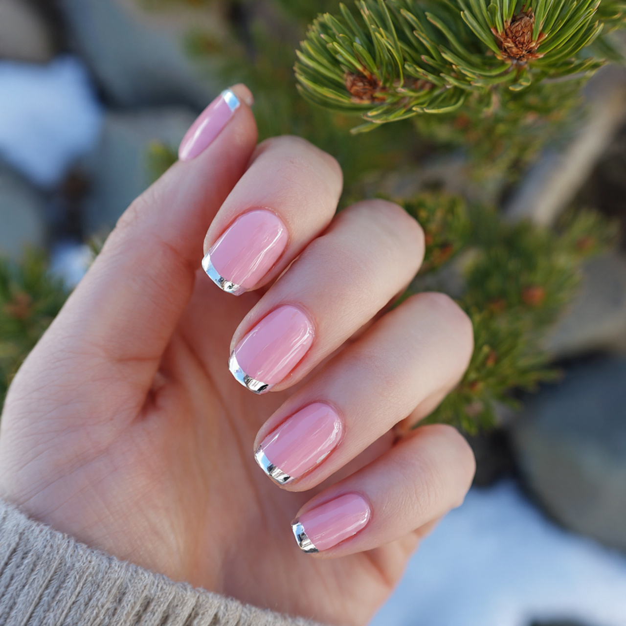 pink and silver nails