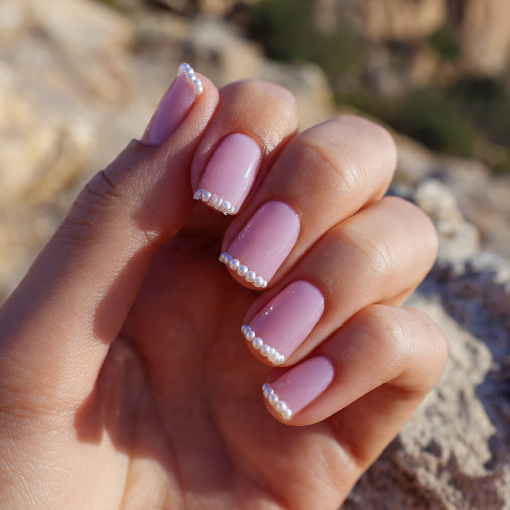Pink Prom Nails: Dreamy, Glam & Unforgettable Looks for Your Big Night 11 attractive pink nails with pearl details with outd