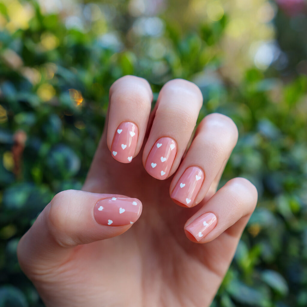 Pink Nails Short Trendy: Cute, Clean & Instantly Pretty 5 attractive pink nails with tiny hearts nails with