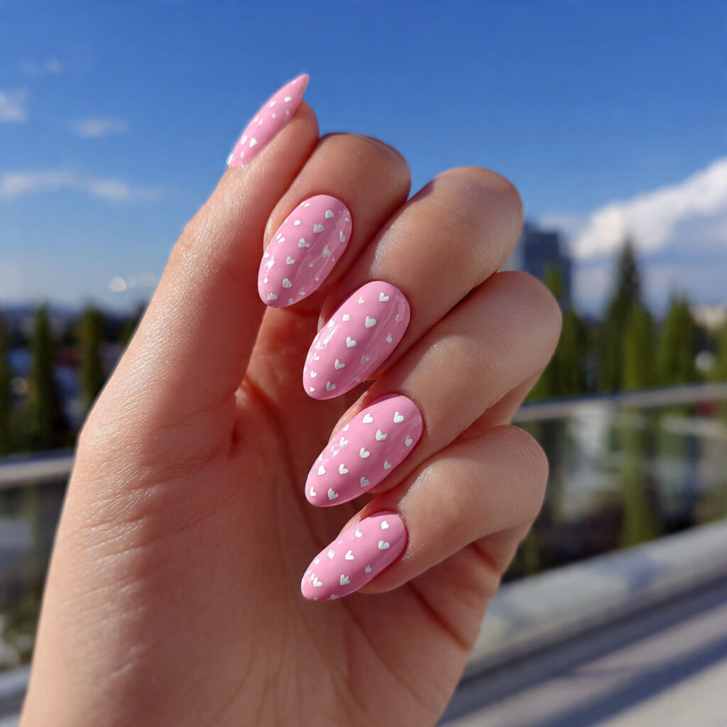 Nails Inspo Pink: The Dreamiest Looks You’ll Want to Copy 4 attractive pink nails with tiny hearts with outdoo 1