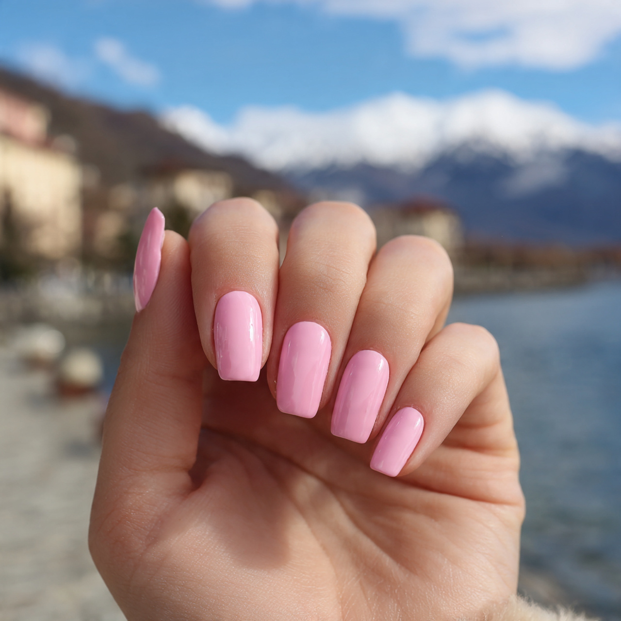 pink square nails