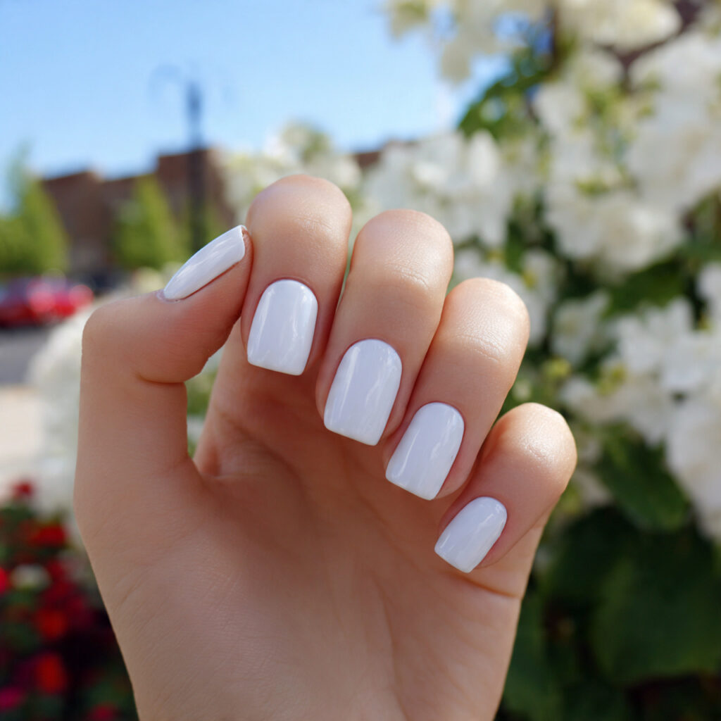 Short Nails White: Clean, Dreamy Looks You’ll Love Instantly 3 attractive pure white square short nails with outd