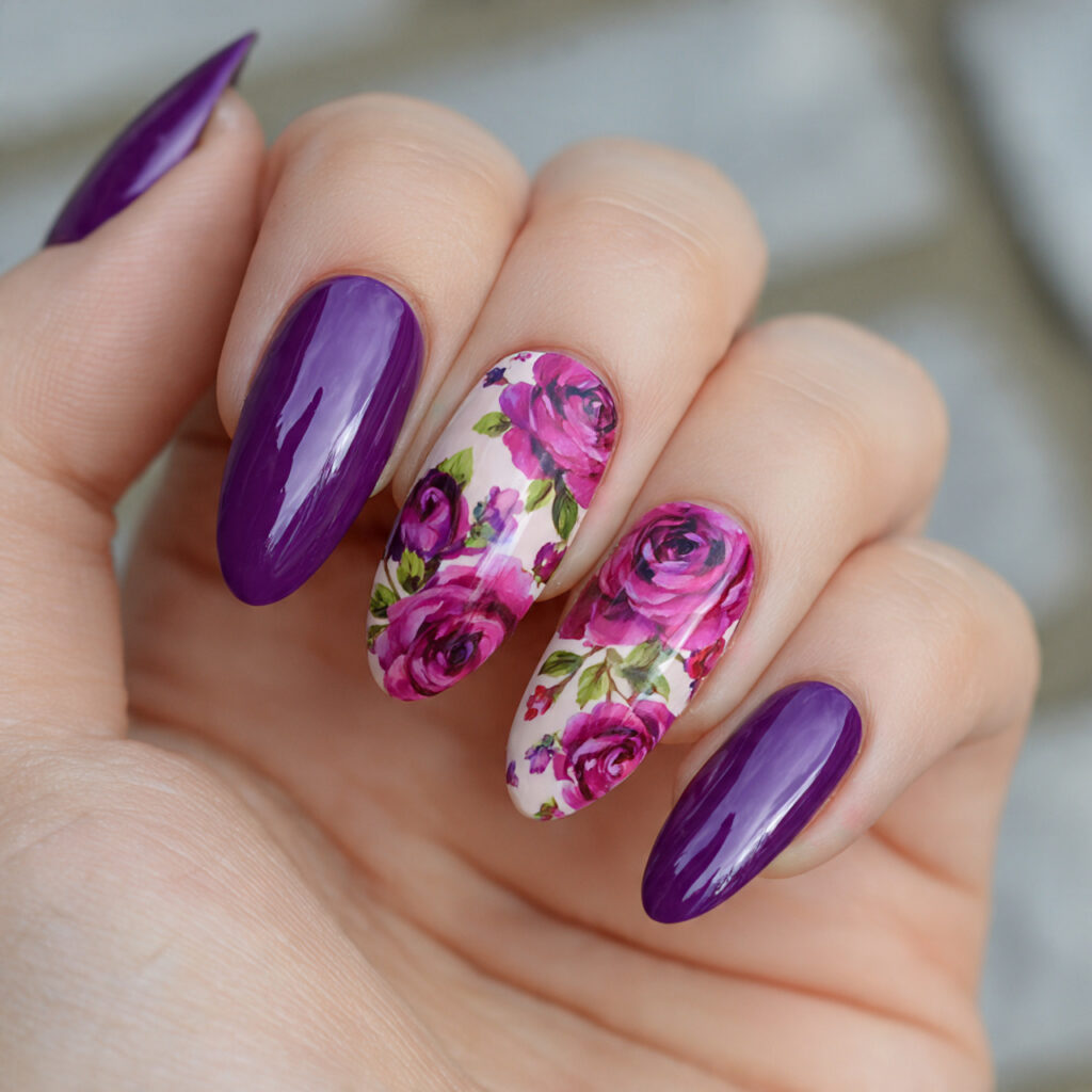 Nail Inspo Purple: 14 Dreamy & Trendy Designs You’ll Love 10 attractive rose purple nails with outdoor backgrou