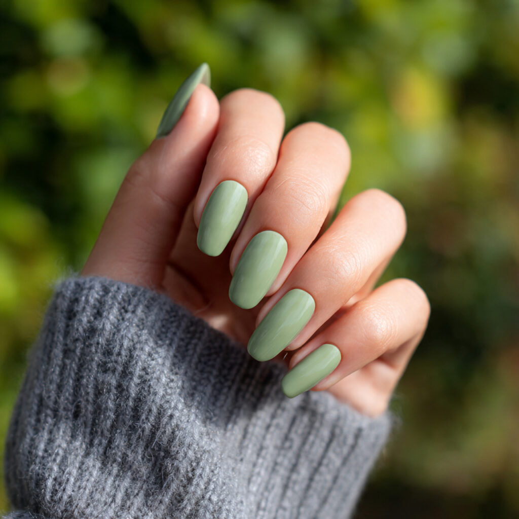 Really Short Nails: Cute, Clean & Effortlessly Aesthetic Ideas 8 attractive sage green minimal nails with outdoor b