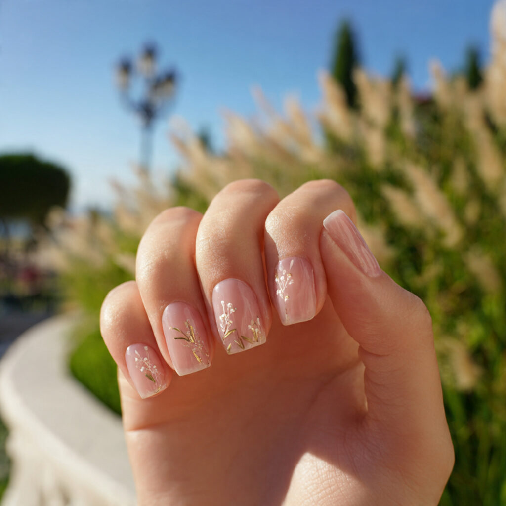 Nail Inspo Natural: Soft, Clean & Effortlessly Beautiful Ideas 2 attractive sheer natural nail with outdoor backgro