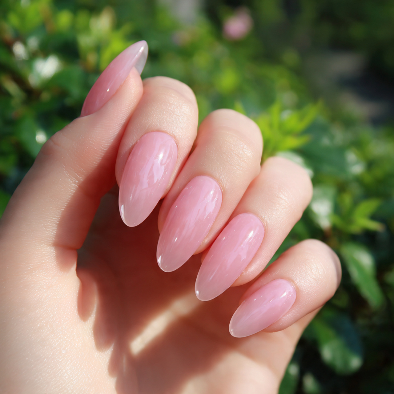 pink nails almond