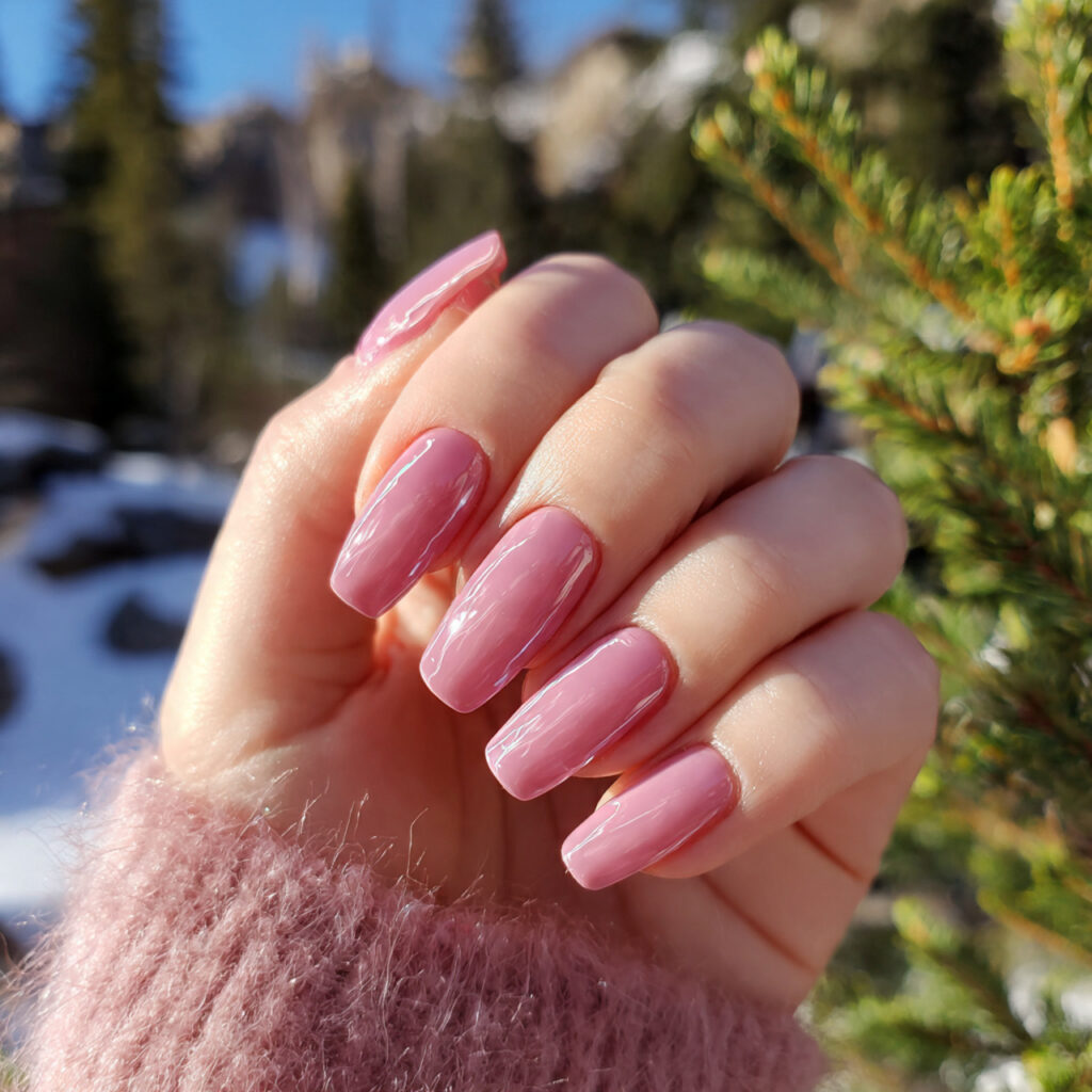 Pink Square Nails: 14 Clean Lines, Soft Energy & Endless Charm 2 attractive sheer pink gloss nails with outdoor bac 1