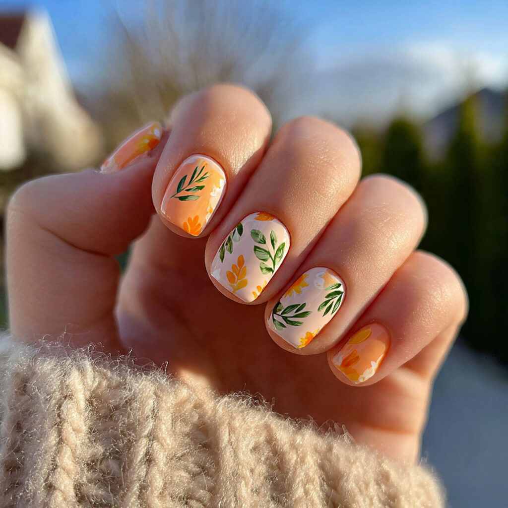 Short Nails Fall: Cozy, Chic & Cute Ideas You’ll Want to Save 5 attractive short nails with tiny leaf art with out