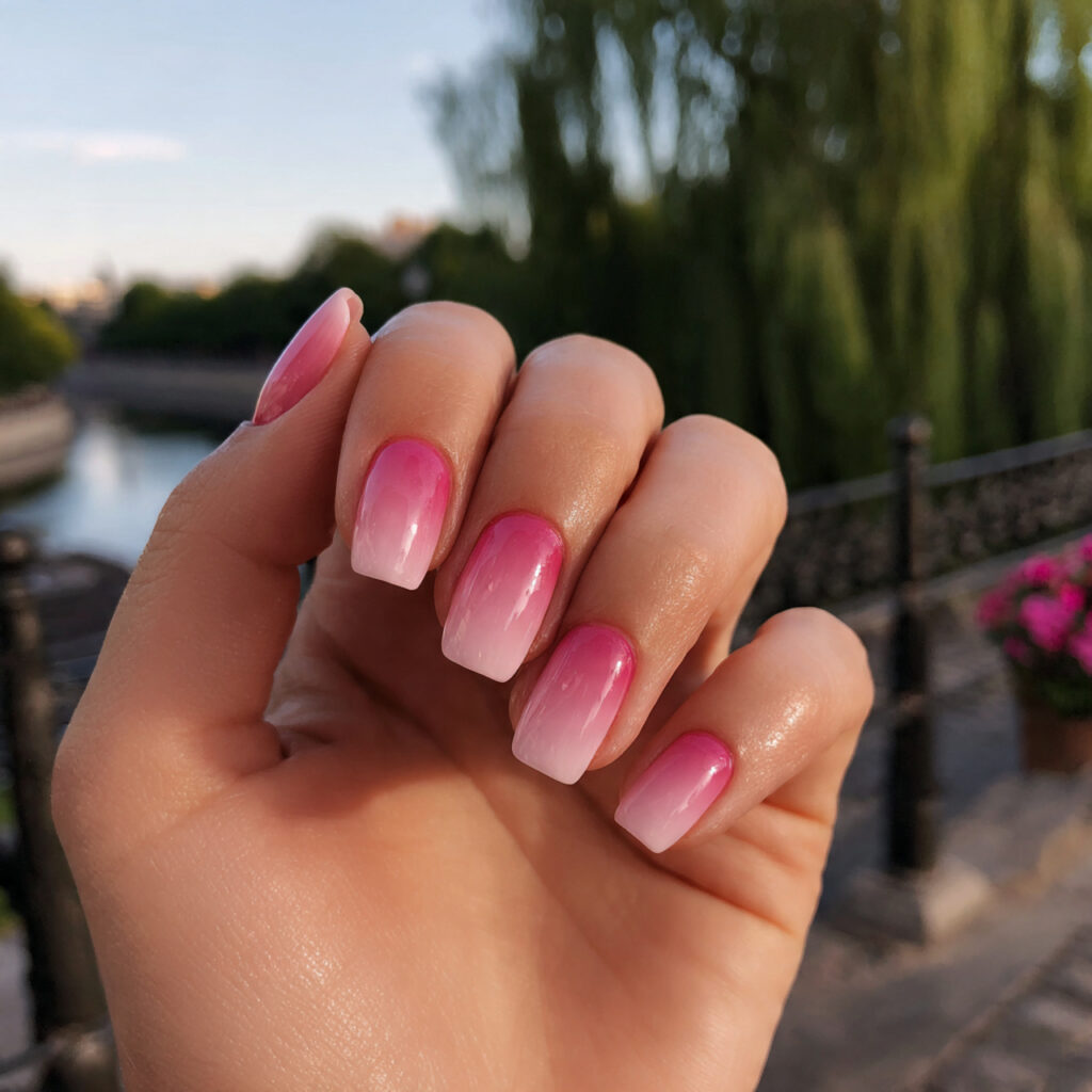 Pink and White Ombre Nails: Soft, Dreamy & Effortlessly Elegant Ideas 10 attractive short pink ombre natural nails with out