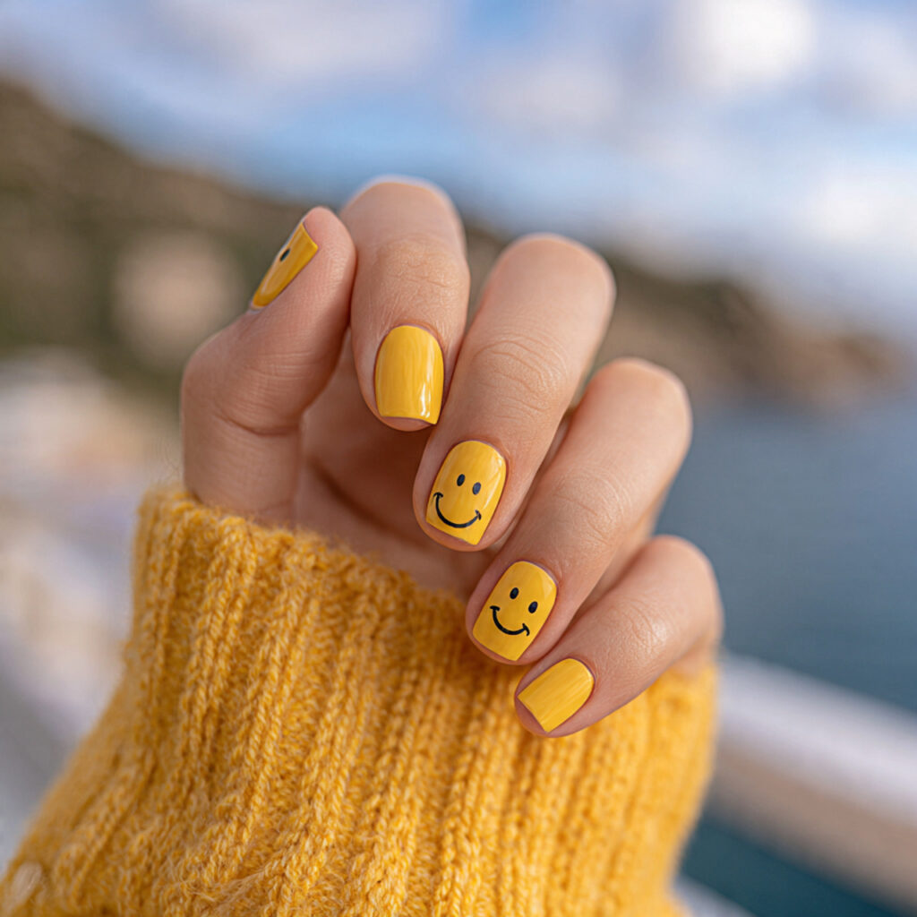 Short Nails Cute: Tiny Designs You’ll Instantly Fall For 7 attractive smiley face cute short nails with outdo