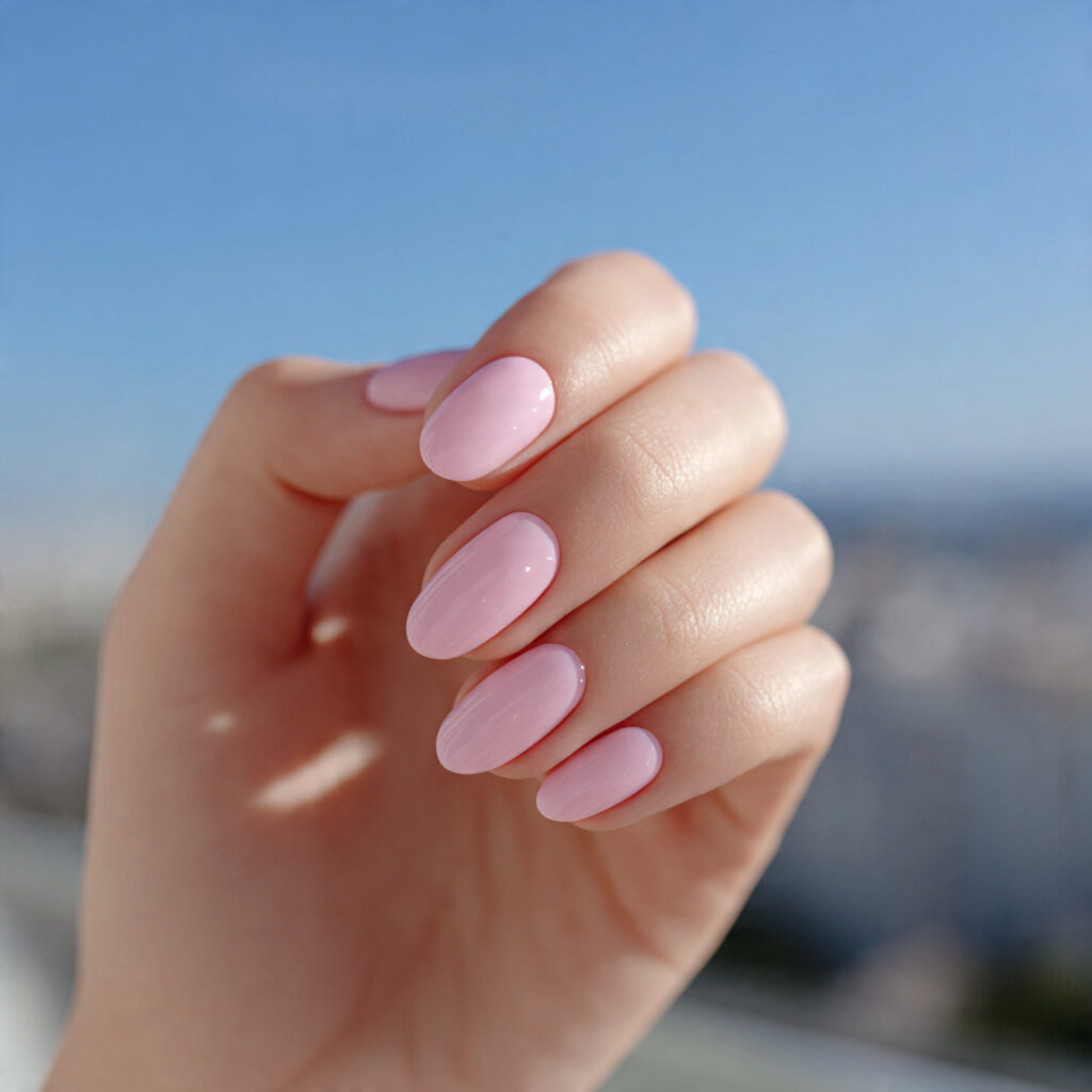 Nail Inspo Back to School: Cute, Fresh Looks You’ll Love All Semester 3 attractive soft baby pink nails with outdoor backg