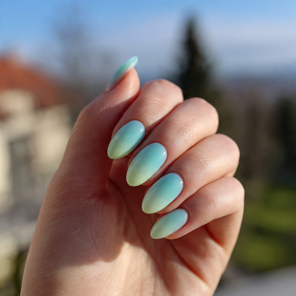 Extra Short Almond Nails: 14 Cute & Aesthetic Ideas You’ll Love 7 attractive soft ombre almond short nails with outd