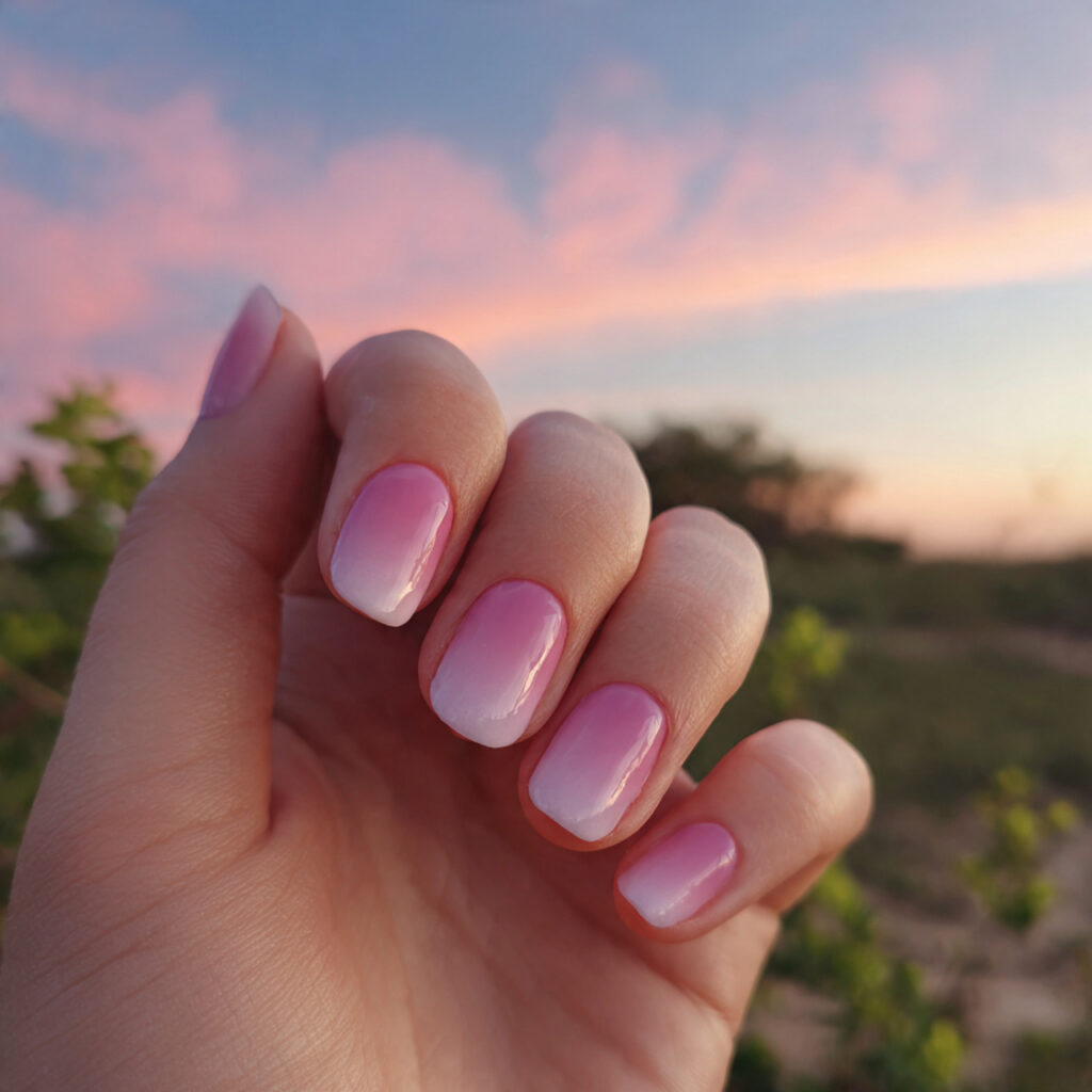 Nail Inspo Plain: Soft, Minimal Looks That Feel Effortlessly Chic 11 attractive soft ombre plain nails with outdoor bac
