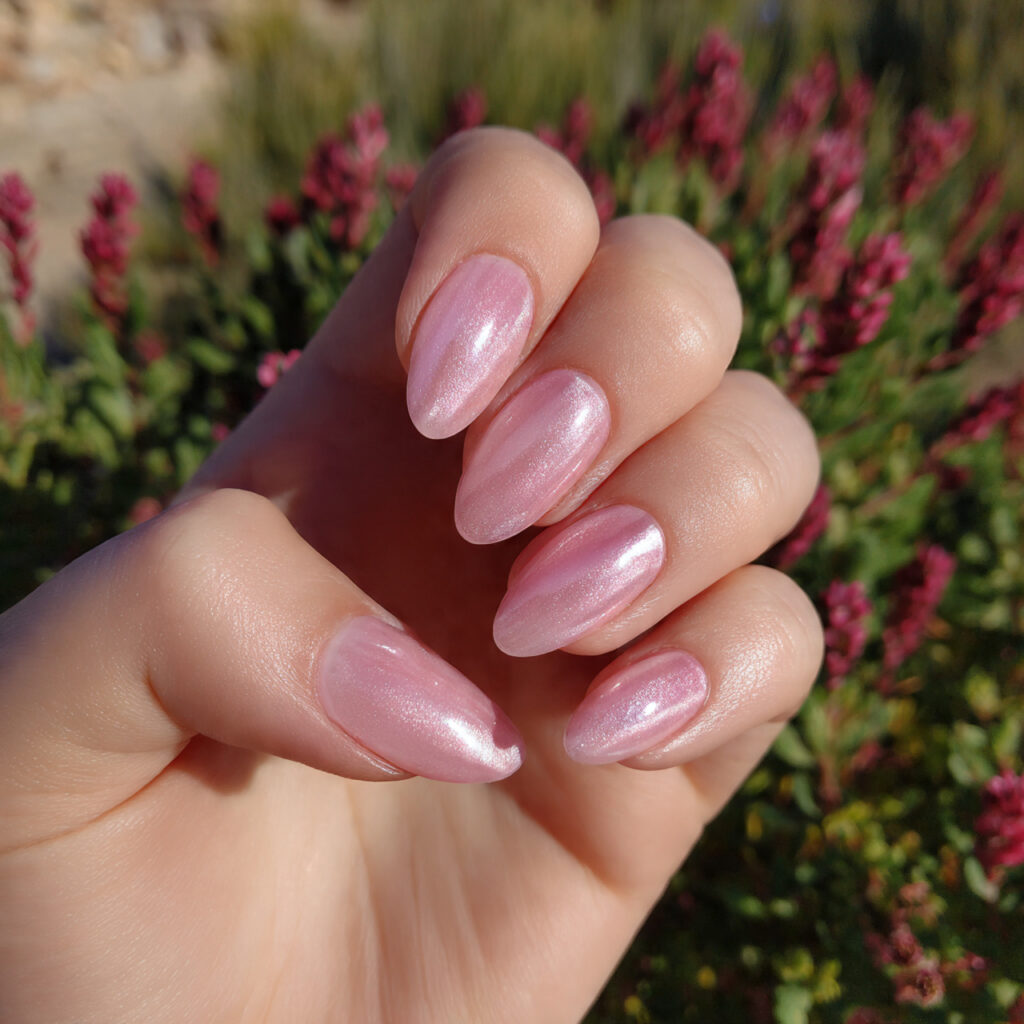 Nail Inspo Cat Eye: Magnetic Glow & Mesmerizing Shine 1 attractive soft pink cat eye nails with outdoor ba 1