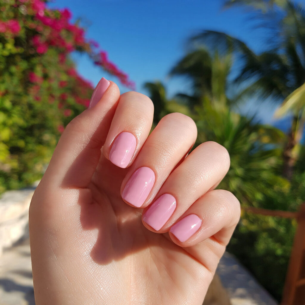 Short Nails Ideas Simple: 14 Cute & Effortless Looks You’ll Love 6 attractive soft pink gloss short nails with outdoo