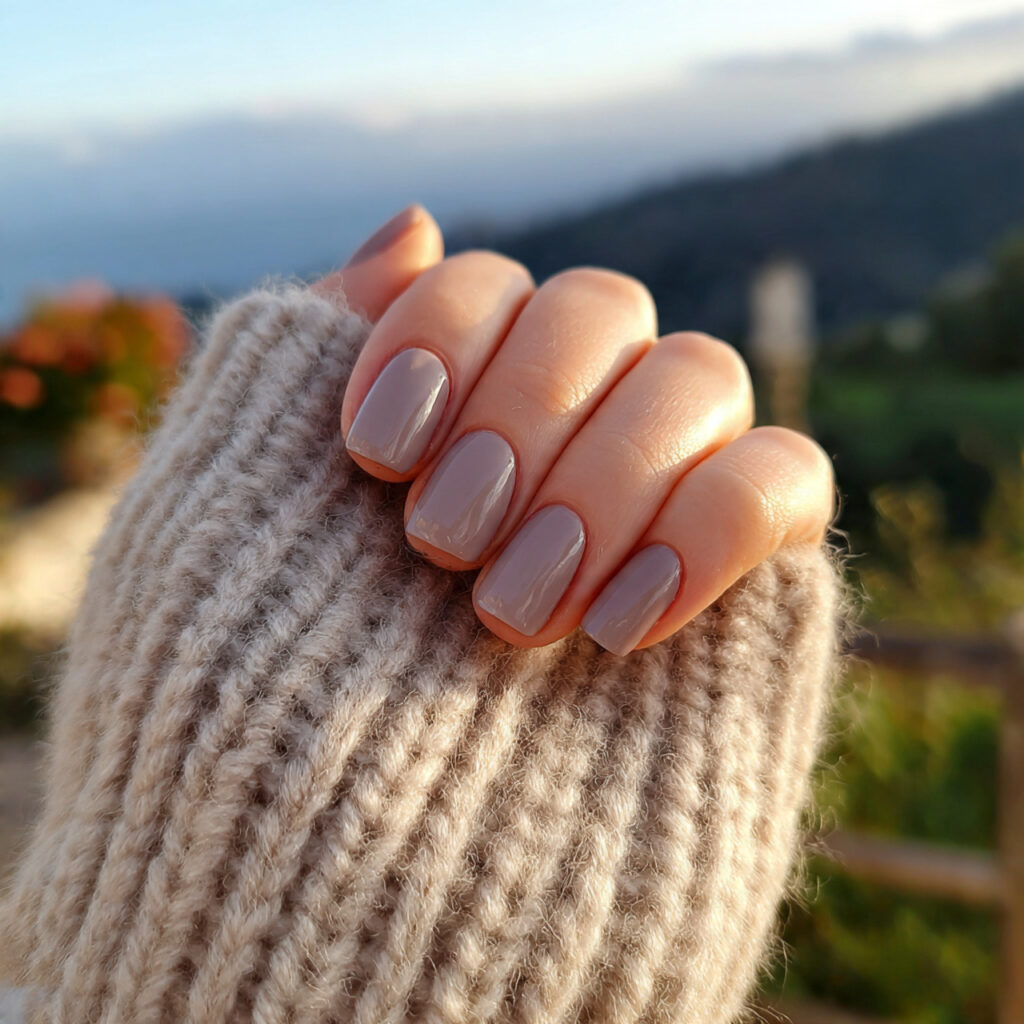 Nail Inspo Natural: Soft, Clean & Effortlessly Beautiful Ideas 11 attractive soft taupe natural nails with outdoor b