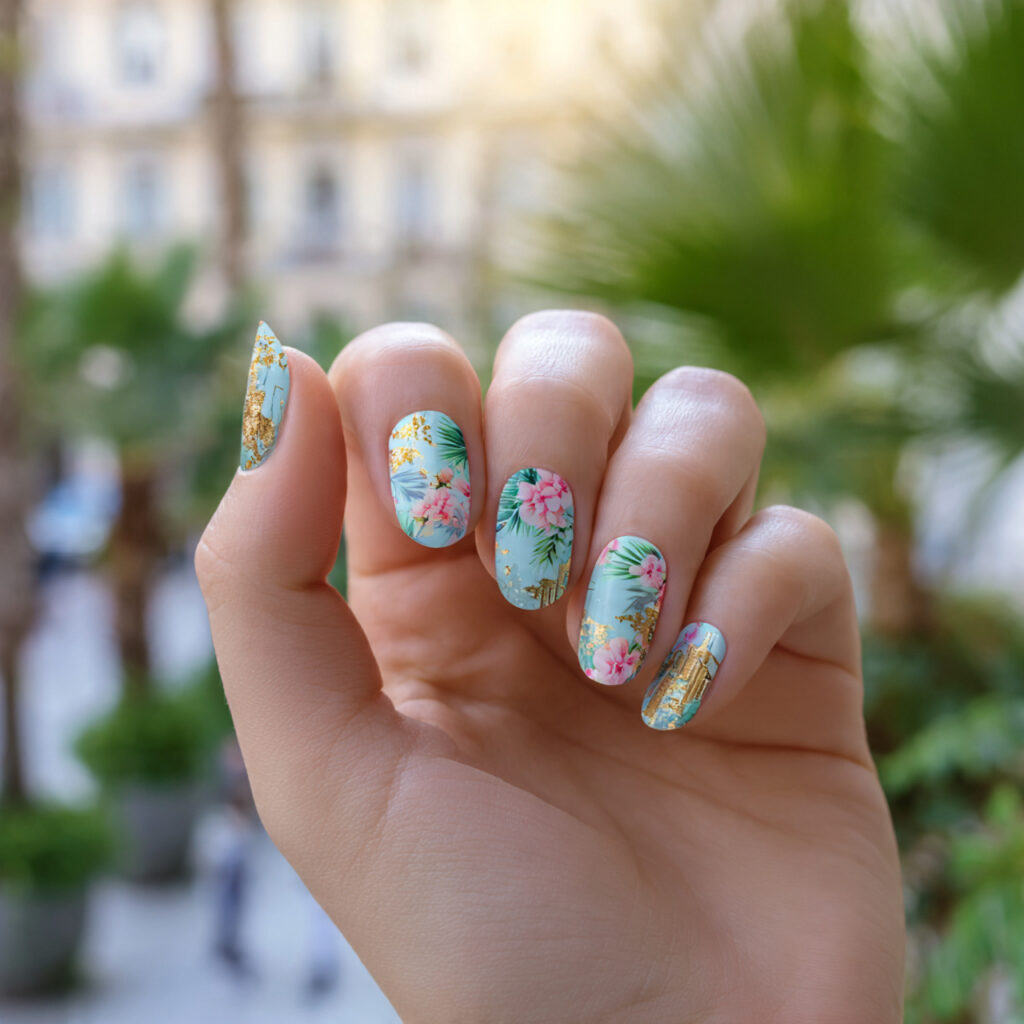 attractive sticker or decal nails with outdoor bac