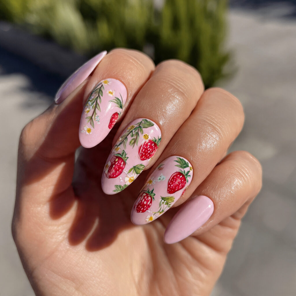 attractive strawberry milk almond nails with outdo
