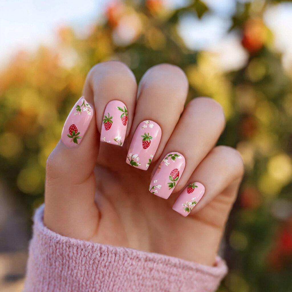 Short Nails Spring: Fresh, Soft & Effortlessly Pretty Ideas 4 attractive strawberry milk short nails with outdoo 1