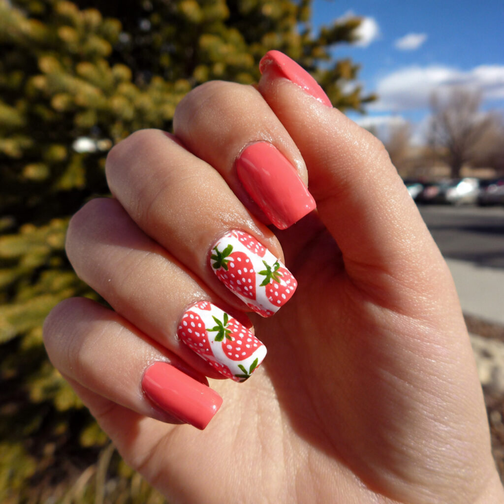 Trending Summer Pink Nails: Bright, Soft & Made to Glow 7 attractive strawberry pink nail art with outdoor b