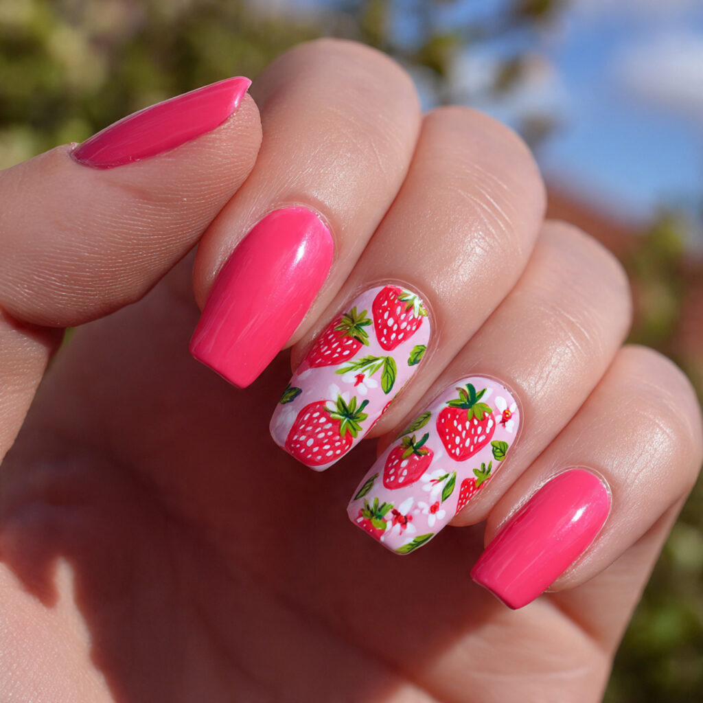 Nails Inspo Pink: The Dreamiest Looks You’ll Want to Copy 6 attractive strawberry pink nail design with outdoo
