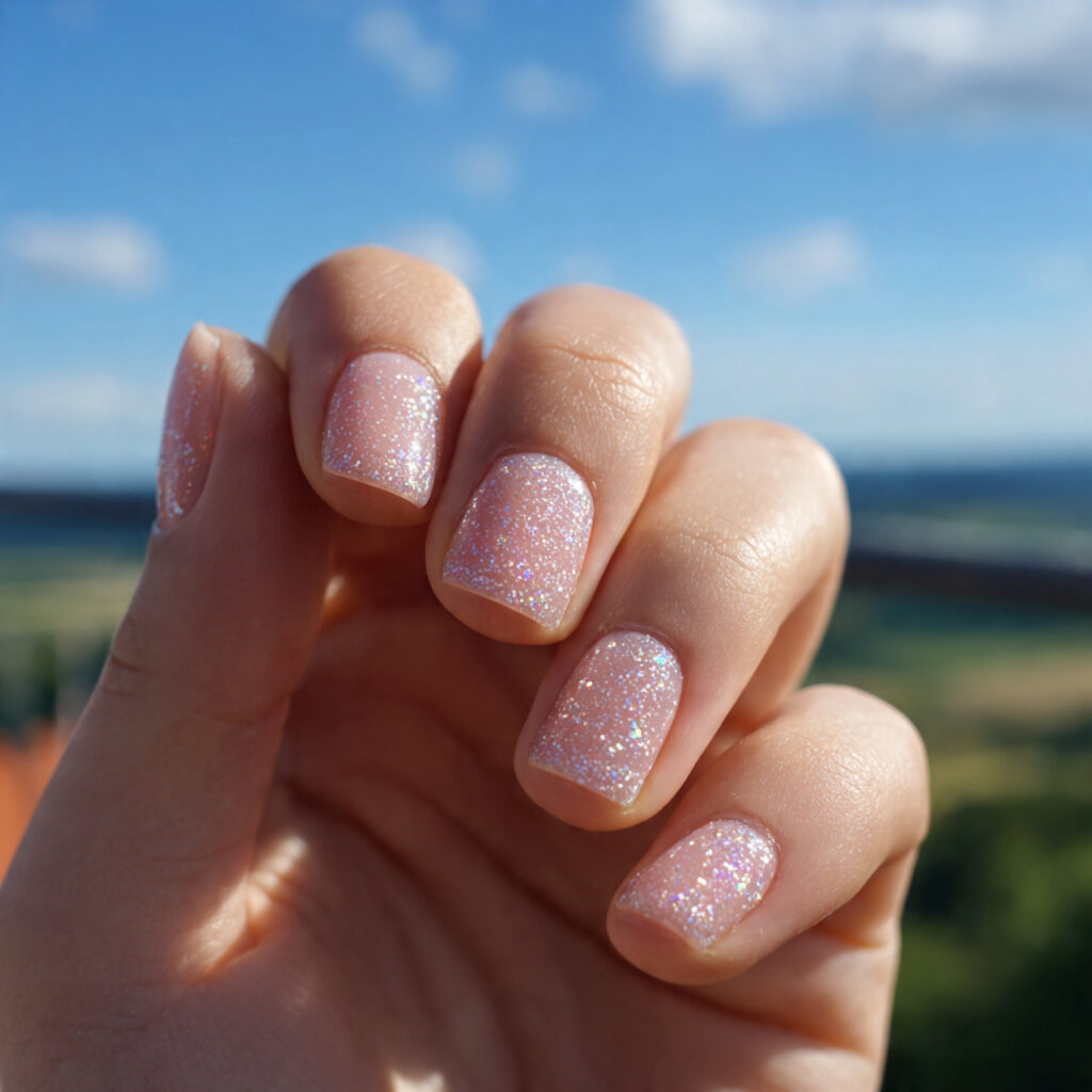 Extra Short Nails: Minimal, Cute & Effortlessly Chic 12 attractive subtle glitter short nails with outdoor