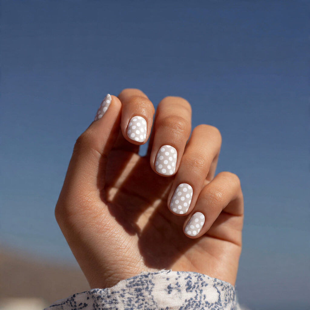 Short Nails White: Clean, Dreamy Looks You’ll Love Instantly 14 attractive white dot minimal short nails with outd