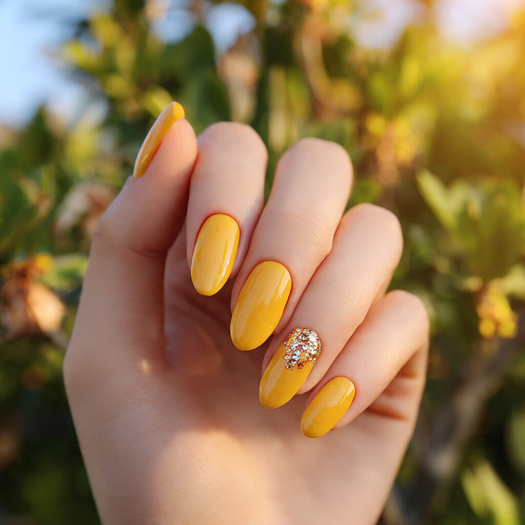 Nail Inspo Yellow: Bright, Happy & Sunshine-Ready 12 attractive yellow nails with gold accents with out