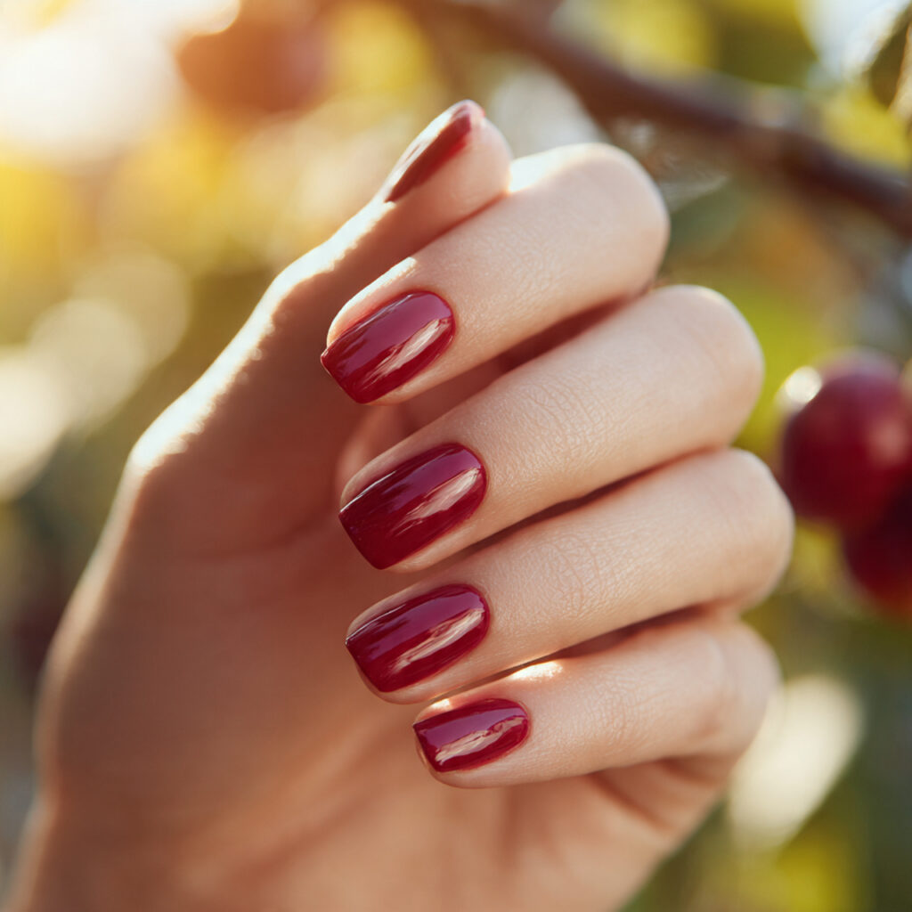 Red Short Nails: The Chic, Bold, and Effortless Trend You’ll Want to Copy 1 close up of one attractive hand with classic gloss